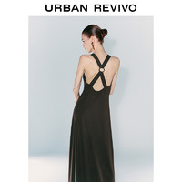 URBAN REVIVO UR2024夏季新款女装摩登魅力金属扣露背无袖连衣裙UWG740161