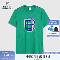 Brooks Brothers BrooksBrothers）男士夏棉质简约圆领印花休闲短袖T恤 B345-绿色 M