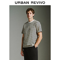 URBAN REVIVO UR2024夏季新款男装经典撞色T恤UMU440024 浅黄条纹 XS