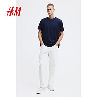 H&M HM 男女同款T恤夏季舒适休闲短袖0608945/0685816 深蓝色185 170/92