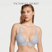 VICTORIA'S SECRET 维密 花漾蕾丝金属logo衬垫1/2罩杯文胸内衣女薄款