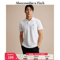 Abercrombie & Fitch 男装 美式复古休闲百搭通勤刺绣小麋鹿纯色短袖Polo衫 324355-1 白色 L (180/108A)