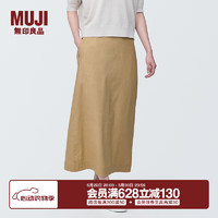 MUJI 無印良品 女式 麻混 弹力 直筒裙