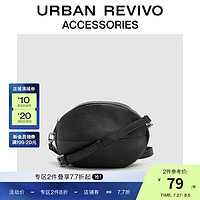 URBAN REVIVO 2024夏季新款男时尚椭圆形皮质斜挎包UAMB40059 黑色