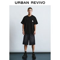 URBAN REVIVO UR2024夏季新款男装时尚立体趣味章仔棉质短袖T恤