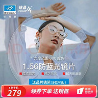 essilor 依视路 月末冲刺 钻晶系列高清耐磨防蓝光近视薄镜片 钛+金属-全框 镜框+依视路A4防蓝光1.56现片