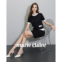 Marie Claire 嘉人 女士撞色松紧腰短裙