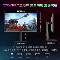 蜂王电竞 27QKPRO 烈焰蜂 27英寸Fast IPS显示器（2560*1440、240Hz、92%DCI-P3）