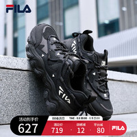 FILA 斐乐 女鞋老爹鞋猫爪鞋5代复古运动鞋女2024春季新款休闲鞋 黑-BK 35.5码