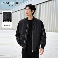 PEACEBIRD 太平鸟 男装飞行员夹克冬宽松外套潮棒球领茄克 草绿色（阔型） L