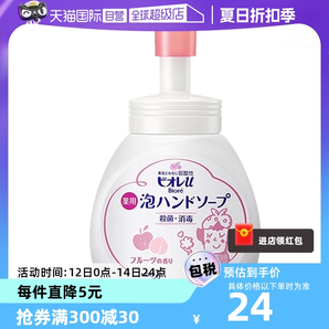 日本KAO花王进口泡沫型洗手液宝宝水果香250ml儿童花朵泡泡家用