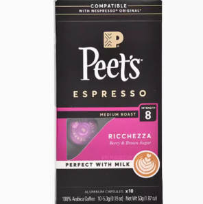 88VIP！Peet's COFFEE 皮爷咖啡 Nespresso Original 适配咖啡胶囊 8号