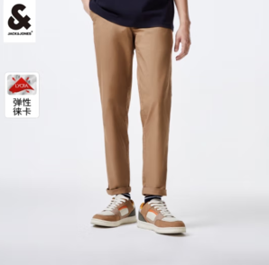 JACK&JONES 杰克琼斯 商务休闲简约纯色弹适百搭正装长裤 