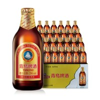 TSINGTAO 青岛啤酒 小棕金296ml*24瓶 赠奥古特玻璃杯（组合套装，含赠到手共36瓶）