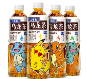 PLUS会员！SUNTORY 三得利 宝可梦无糖 乌龙茶饮料 0糖0脂 500ml*15瓶