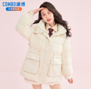 COMBO 康博 女士中长款连帽羽绒服