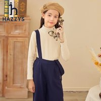 HAZZYS 哈吉斯 男女童纯色半高领打底衫