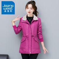 JEANSWEST 真维斯 女士中长款加绒皮衣