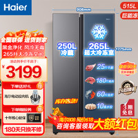 Haier 海尔 冰箱515升巨能冻一级能效双变频双循环节能对开门   515-星蕴银/黑金净化