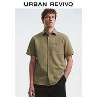 URBAN REVIVO UR2024夏季新款男装轻通勤休闲肌理感短袖开襟衬衫UMU240028 卡其 S