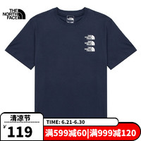 THE NORTH FACE 北面 t恤短袖男装女装春夏上衣运动户外舒适透气圆领半袖 8K2/藏青色 XS/160