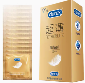 durex 杜蕾斯 超薄系列 隐feel安全套 12只+赠2只 共14只