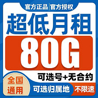 中国电信 春华卡2年 19元80G全国流量不限速