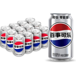 ￥1.29/罐！PEPSI 百事可乐 轻怡 无糖可乐 330mL*12罐