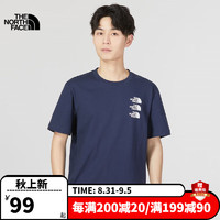 THE NORTH FACE 北面 短袖T恤男女同款2023春夏新款户外经典上衣休闲舒适透气半袖86Z2 8K2/藏青色 XS/160