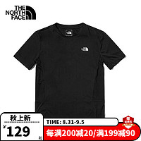 THE NORTH FACE 北面 短袖男款2023春季新款户外运动休闲上衣舒适透汽半袖T恤 JK3/黑色 S