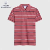 Brooks Brothers 男士夏纯棉条纹翻领短袖Polo衫