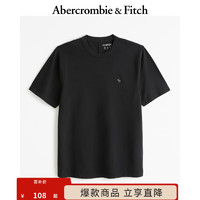 Abercrombie & Fitch 男装 24夏款经典小麋鹿纯色圆领时尚休闲T恤 KI124-4099 黑色 M (180/100A)