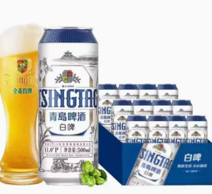 百亿补贴！TSINGTAO 青岛啤酒 白啤 500ml*12听