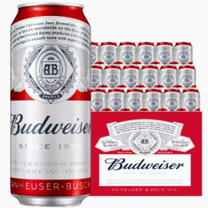 88VIP!Budweiser 百威 经典醇正啤酒 450ml*18听