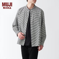 MUJI 無印良品 无印良品 MUJI 男式 棉水洗牛津 立领衬衫 纯棉全棉 ACA40C2S 白色格纹 L 175/100A