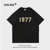 FOG RIO 重磅潮牌纯棉重磅情侣短袖T恤纯棉210g