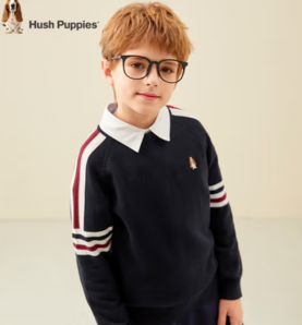 Hush Puppies 暇步士 清仓儿童百搭线衣 藏蓝E