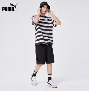 PLUS会员！PUMA 彪马 DOWNTOWN 男女同款休闲条纹短袖 630115