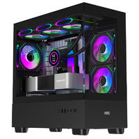 AOC 冠捷 CG393B黑色 游戏电脑台式海景房主机箱 双面玻璃/MATX主板/360水冷/9风扇位/270°全景/上下分仓