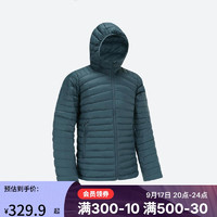 DECATHLON 迪卡侬 800蓬轻薄羽绒服 男士保暖连帽深青砖色L 4985404