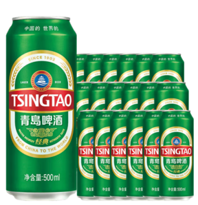 PLUS会员！TSINGTAO 青岛啤酒 经典啤酒 500ml*18听