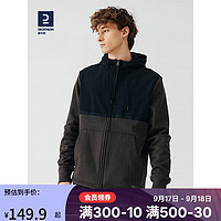 DECATHLON 迪卡侬 外套男保暖防风加绒连帽跑步健身夹克MSGJ纯黑色S-4302300