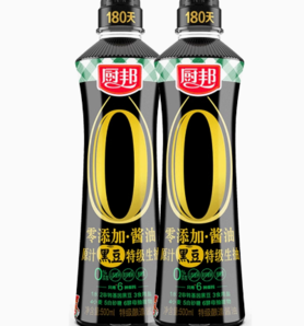 厨邦 酱油零添加原汁黑豆特级生抽 500mL*2