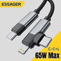 Essager 益斯 65W二合一数据线Type-C转lightning