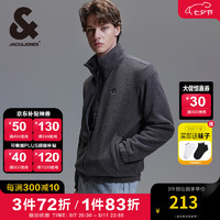 杰克琼斯 杰克·琼斯（JACK&JONES）男装秋冬宽松立领刺绣简约纯色立领夹克男士摇粒绒外套男抗静电