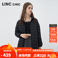 LINC Chic 金羽杰 秋冬季新款立领轻薄羽绒服女中长款修身显瘦轻暖羽绒服Y22802397 黑格尔 S适合130斤以下