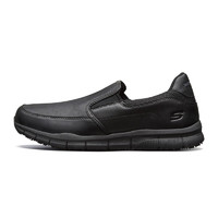 SKECHERS 斯凯奇 WORK系列 男士休闲皮鞋 77157 黑色 43