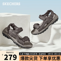 SKECHERS 斯凯奇 男鞋外穿魔术贴凉鞋户外厚底沙滩鞋子休闲鞋子204105 巧克力