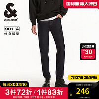 杰克琼斯 杰克·琼斯（JACK&JONES）秋季潮酷原色休闲牛仔裤百搭深灰复古长裤子901修身牛仔裤男 A16 深灰牛仔