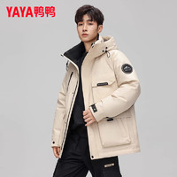 YAYA 鸭鸭羽绒服 鸭鸭（YAYA）羽绒服男2024冬季新款户外休闲工装风短款连帽宽松保暖外套